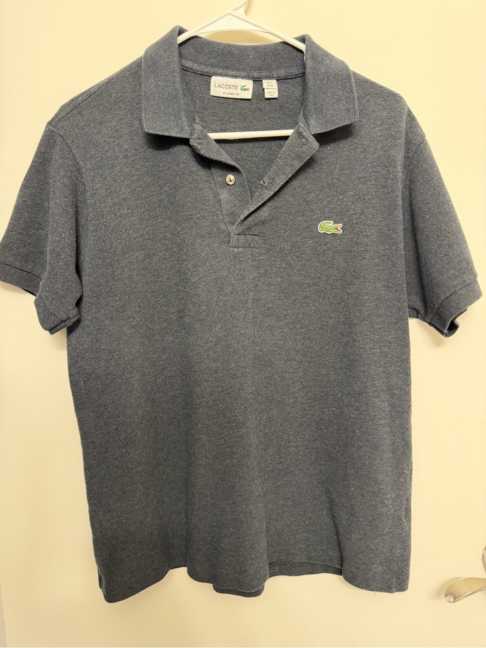 Lacoste Men's Polo Shirt in Heather Gray with Green Crocodile